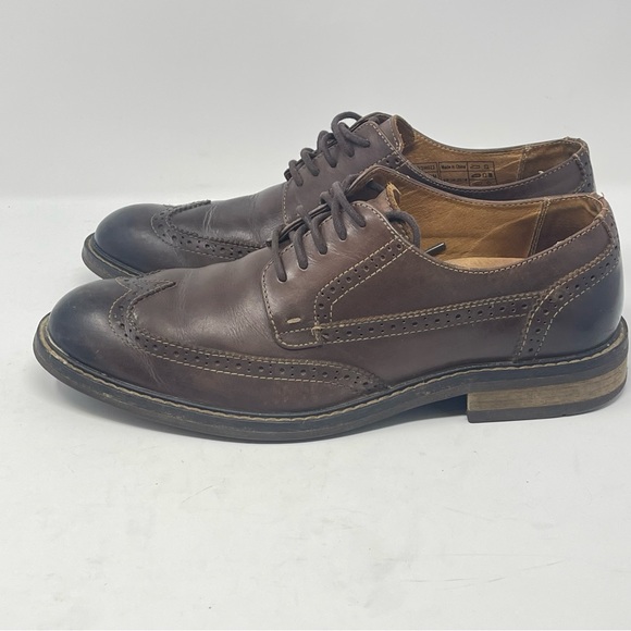 Vionic Bruno Shoes Mens 9 Brown Leather Wingtip Brogue Lace Up Derby Oxford - Picture 3 of 13